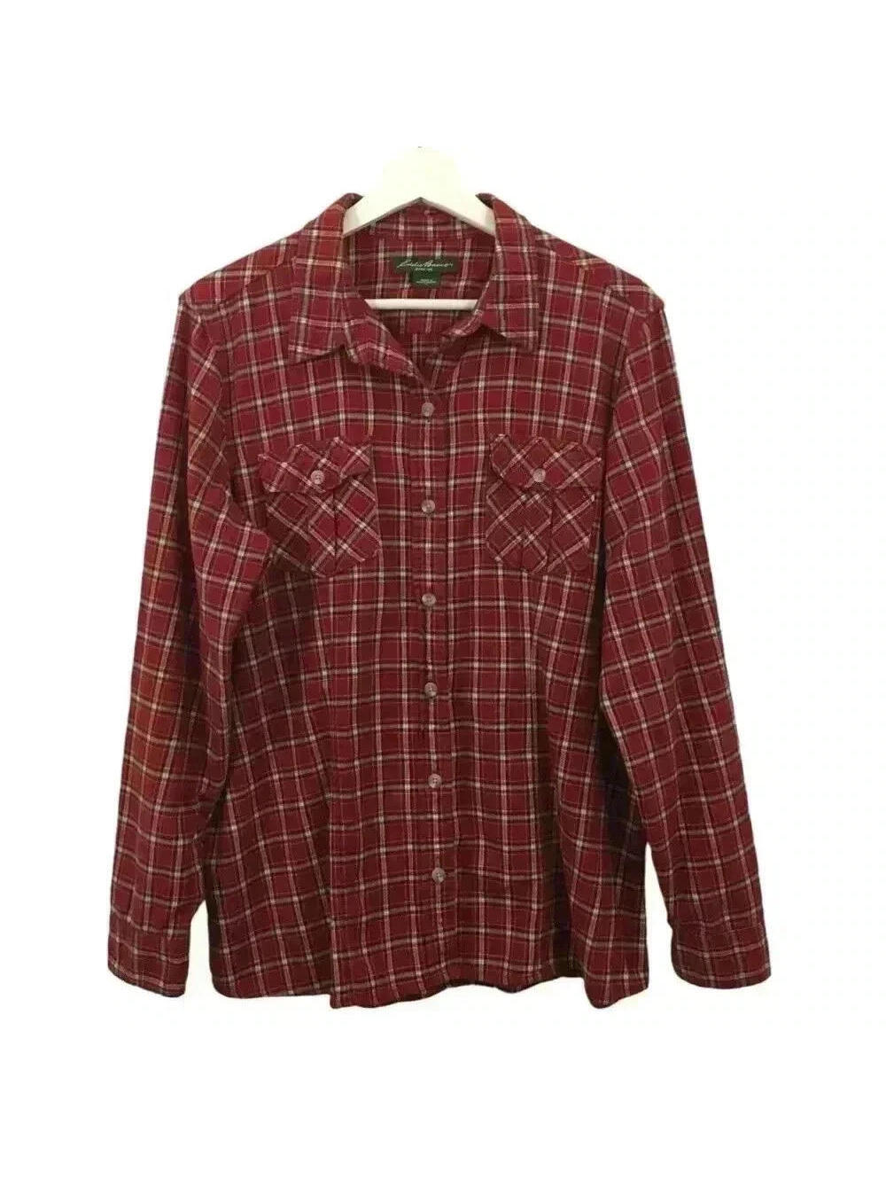 Eddie Bauer Women’s Plaid Button Down Long Sleeve Top Size XL